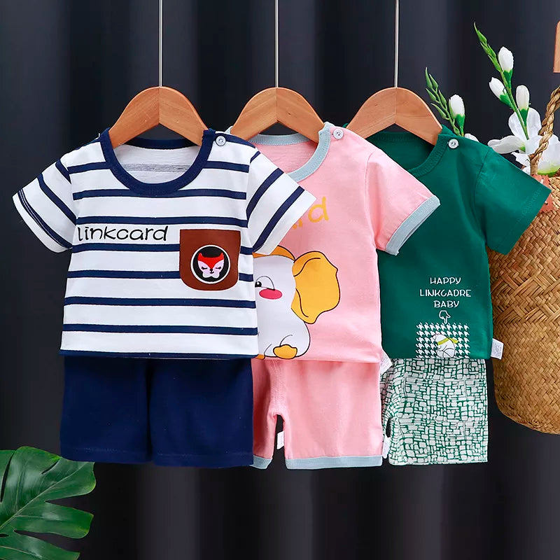Kids Clothes Set Baby Boy/Girl T-Shirt + Shorts Summer Clothing Cotton Cartoon Casual Boys Tracksuit Children Baby Clothes Set