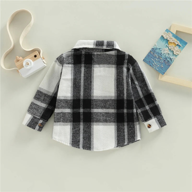 Kid Baby Boy Girl Cotton Plaid Shirt Jacket Infant Toddler Coat Winter Spring Autumn Warm Thick Outwear Baby Clothes