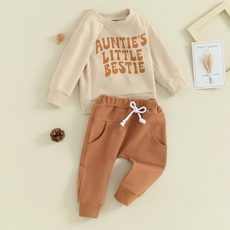 Lioraitiin 0-3YToddler Baby Boy Clothes Set Letter Print Long Sleeve Pullover Top Sweatshirt Pant Fall Winter Outfits