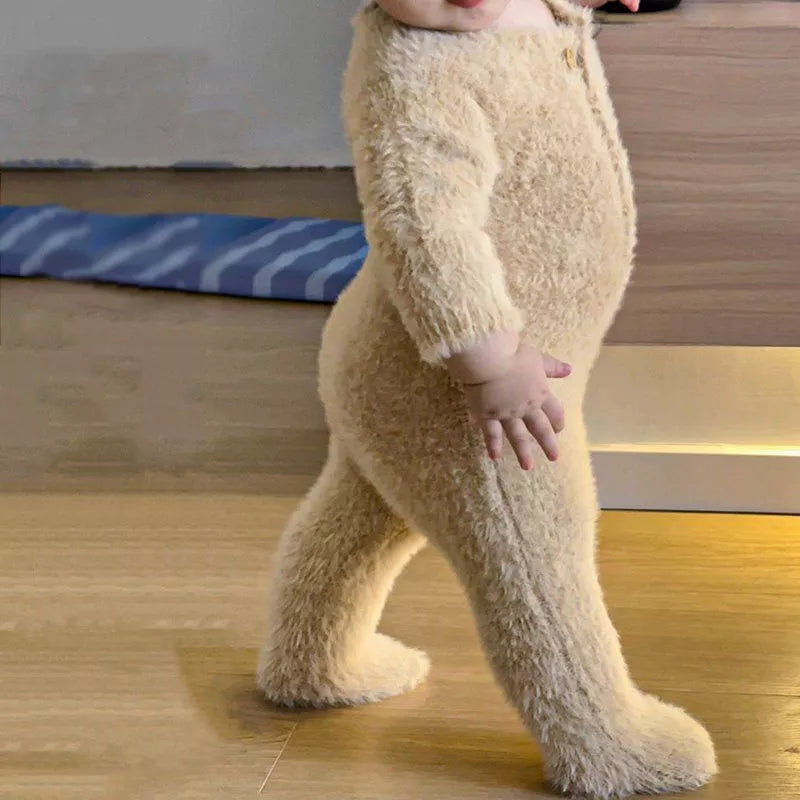 Newborn Kid 0-3T Baby Boys Girls Winter Clothes Warm Baby Romper with Hat Cute Sweet Jumpsuit Cute Sweet Lovely Baby Outfit