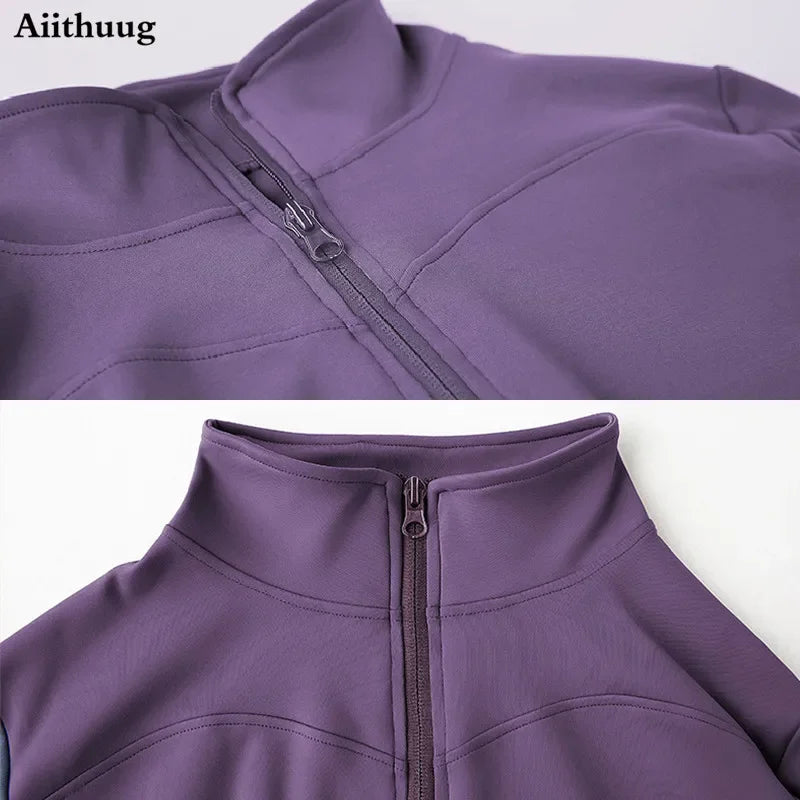 Women's Slim Fit Lightweight Jackets Women's Full Zip-up Yoga Sports Running Jacket with Thumb Holes for Workout