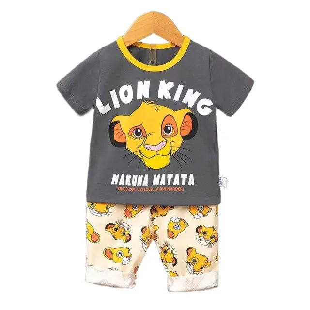 Summer Boys Girls Clothes Set T-shirt+pants 2pcs Children's Clothing Fashion pink Minnie Baby OutSet Newborn Baby Suit