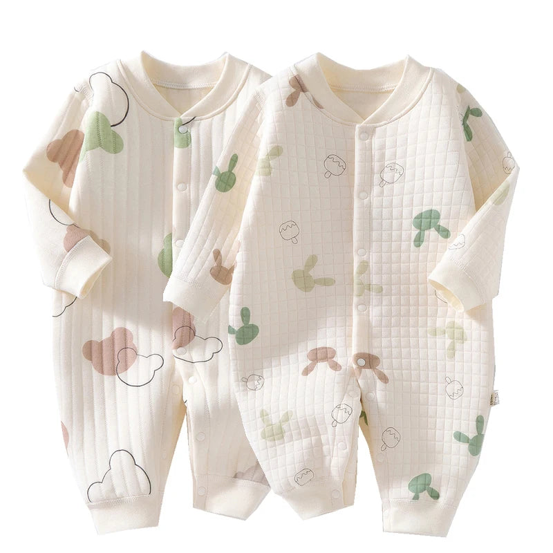 Muslin Newborn Jumpsuit Cartoon Bear Long Sleeves Baby Rompers for Boys Girls Autumn Clothes Infant Outfit Toddler Onesie 0-18M
