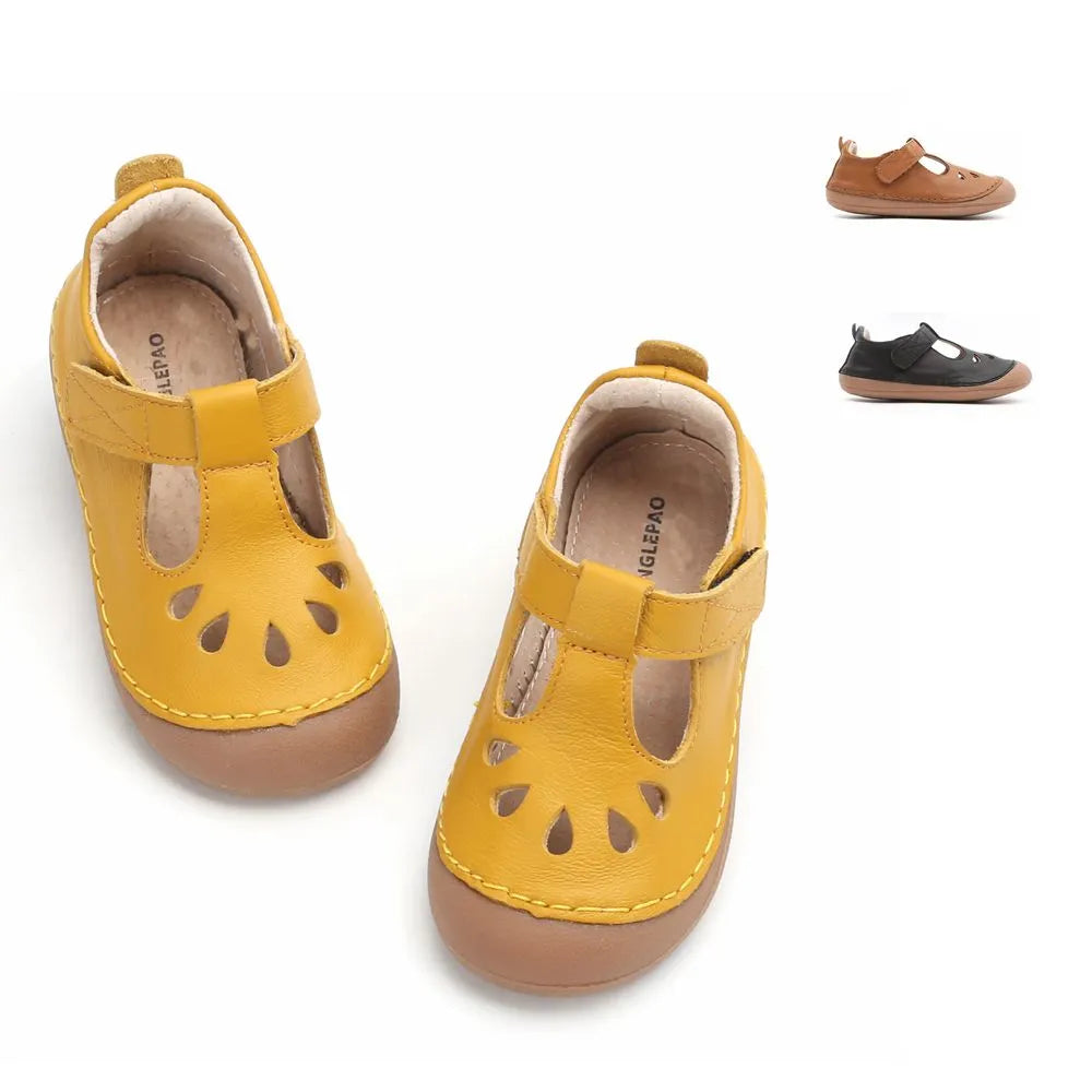 TONGLEPAO genuine leather Marry Jane baby Girls Flat Dress Shoes School Oxfords Hard Soled
