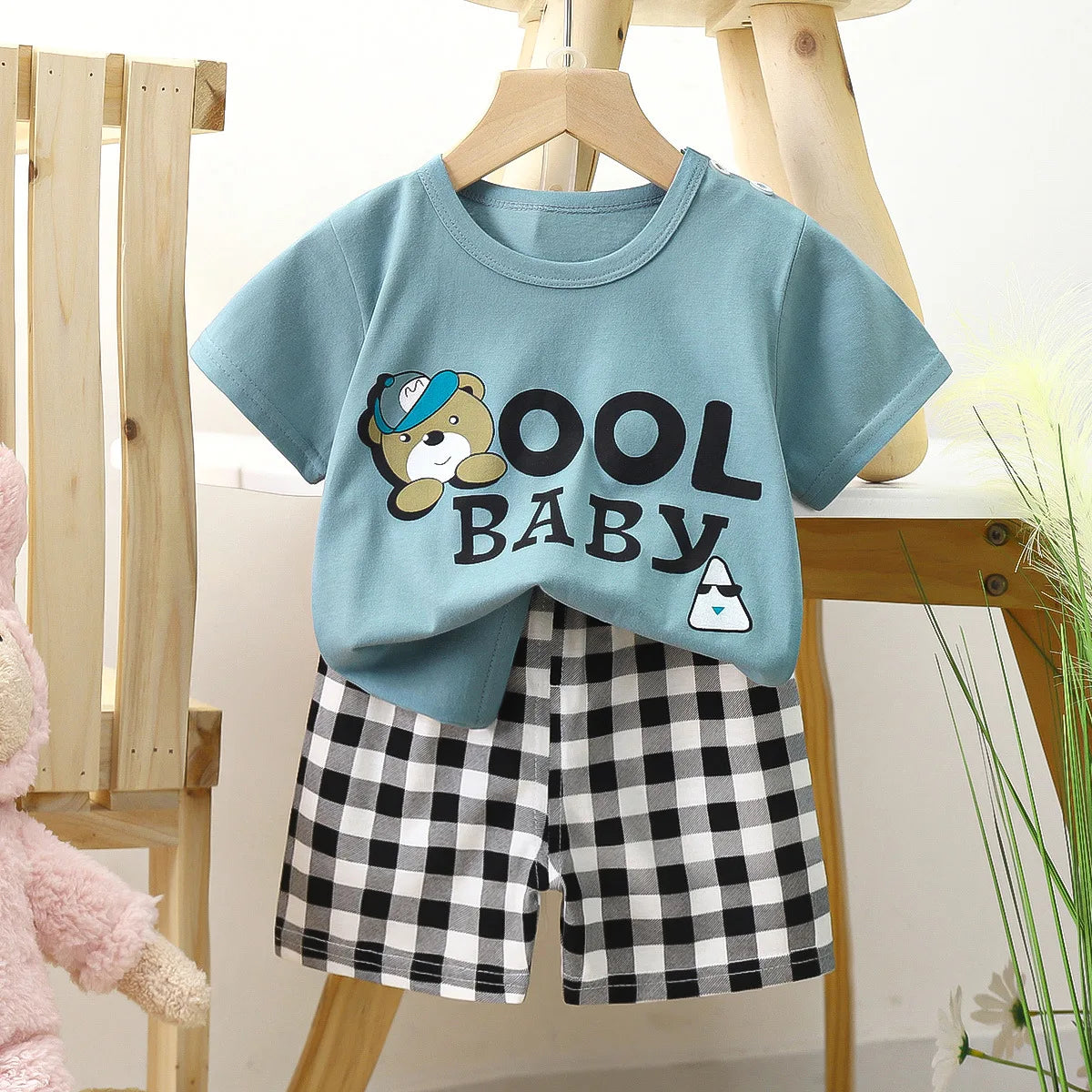 Summer Boys Girls Clothes Set T-shirt+pants 2pcs Children's Clothing Fashion pink Minnie Baby OutSet Newborn Baby Suit