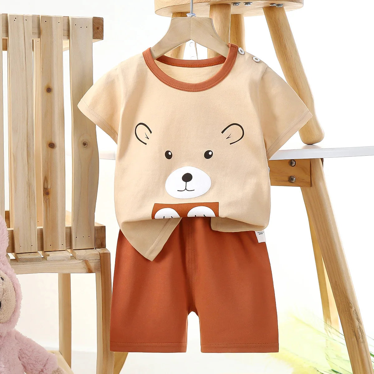 Summer Boys Girls Clothes Set T-shirt+pants 2pcs Children's Clothing Fashion pink Minnie Baby OutSet Newborn Baby Suit