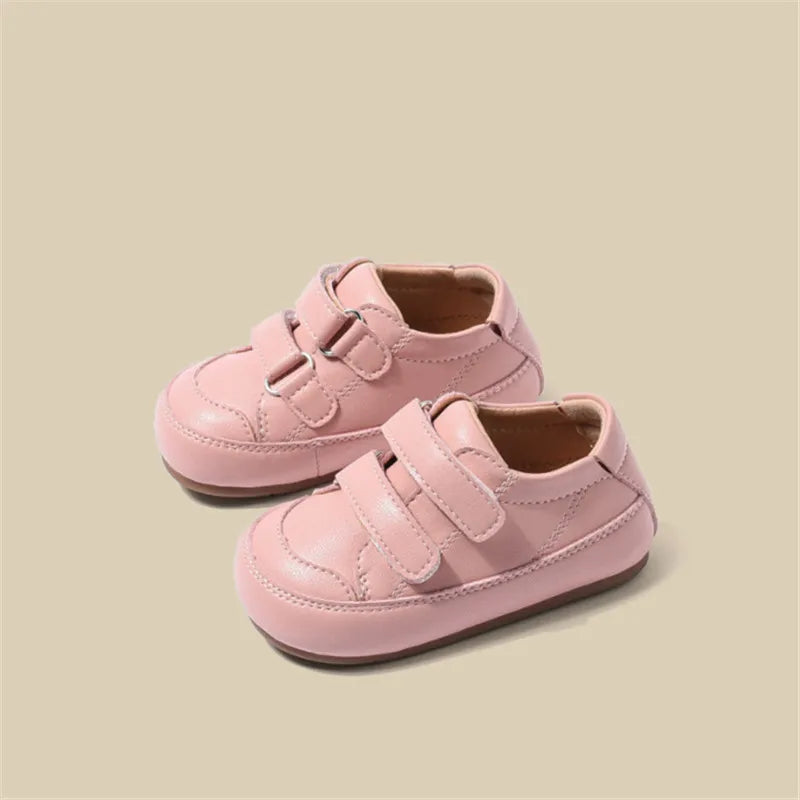 2023 New Spring Baby Shoes Leather Toddler Boys Barefoot Shoes Soft Sole Girls Outdoor Tennis Fashion Little Kids Sneakers