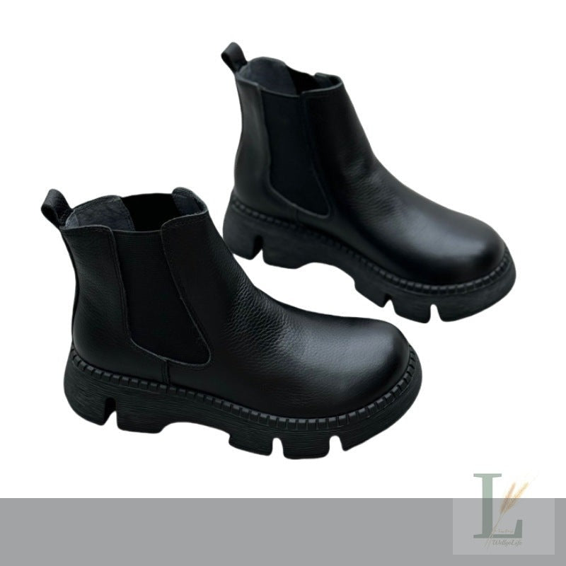 Rear-Zip British Genuine Leather Chelsea Boots