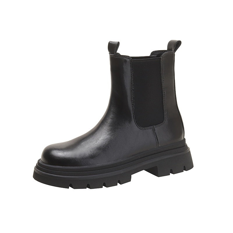 Maillard Thick-Sole Elastic Genuine Leather Chelsea Boots