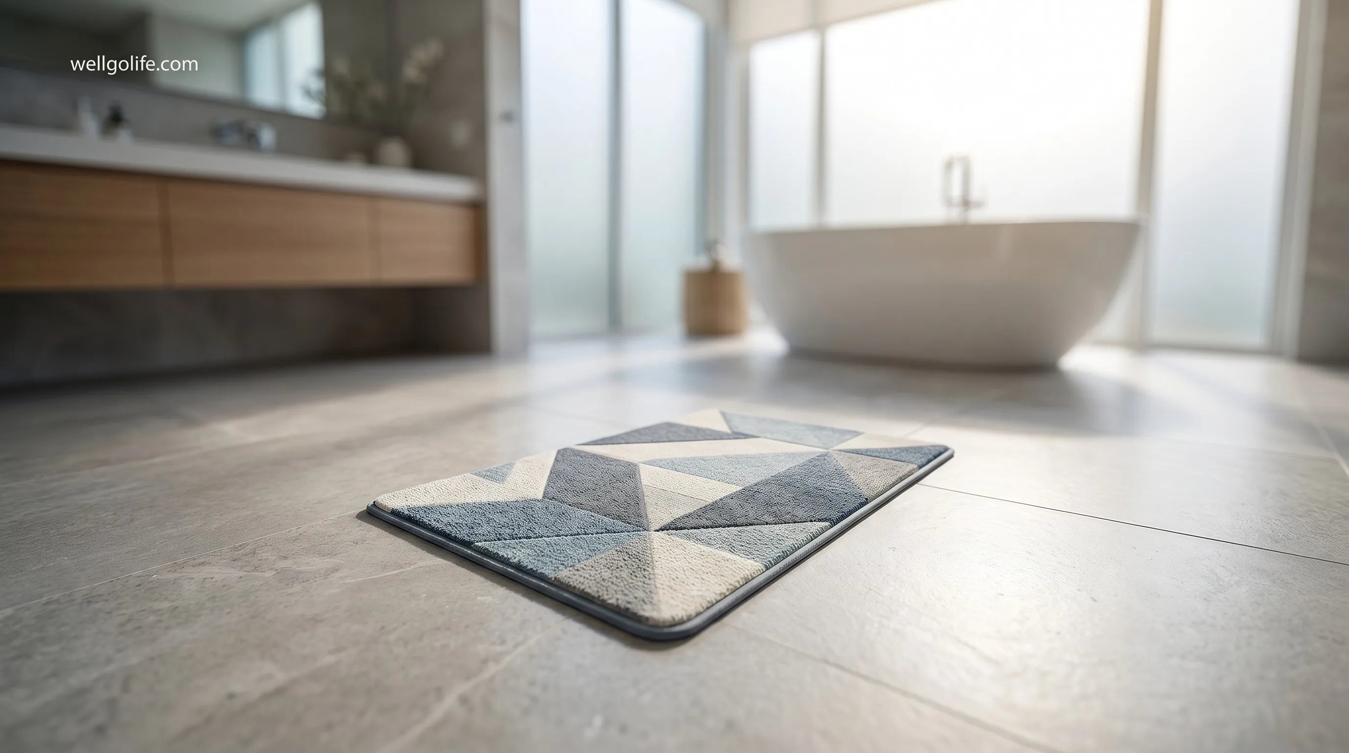 WellgoLife Centered Stone Bath Mat Banner