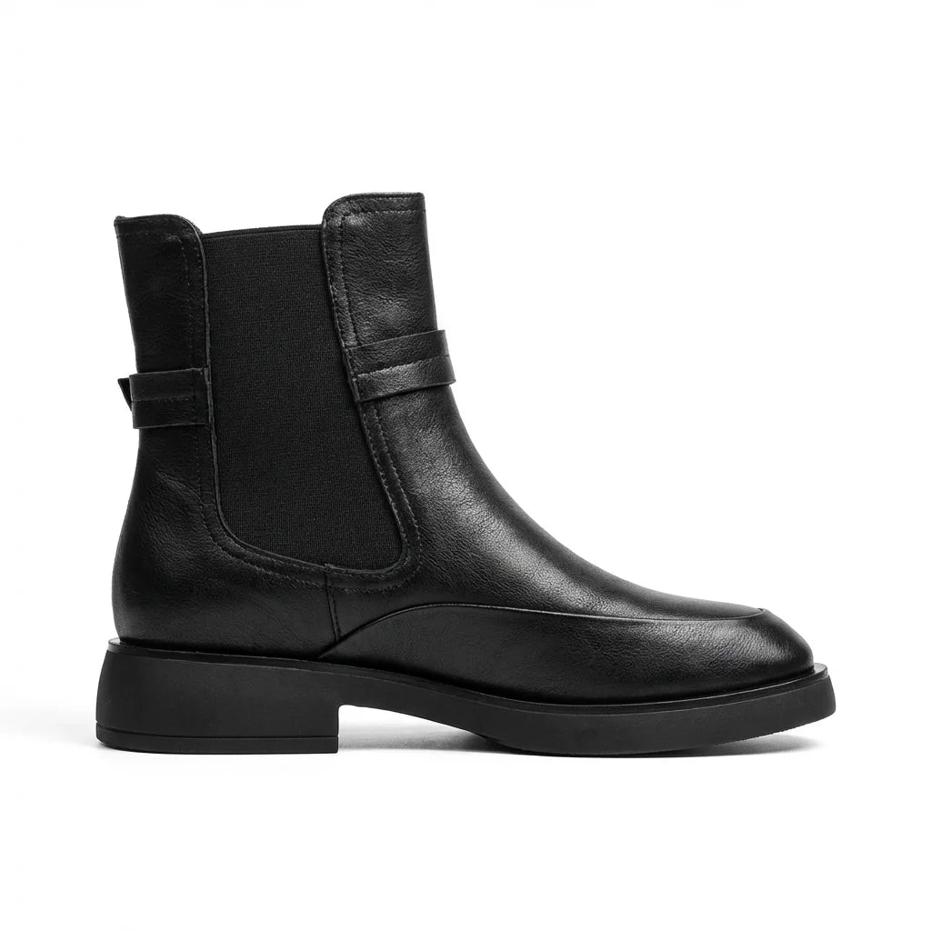 Textured Sheepskin Chunky-Heel Platform Elastic Chelsea Boots