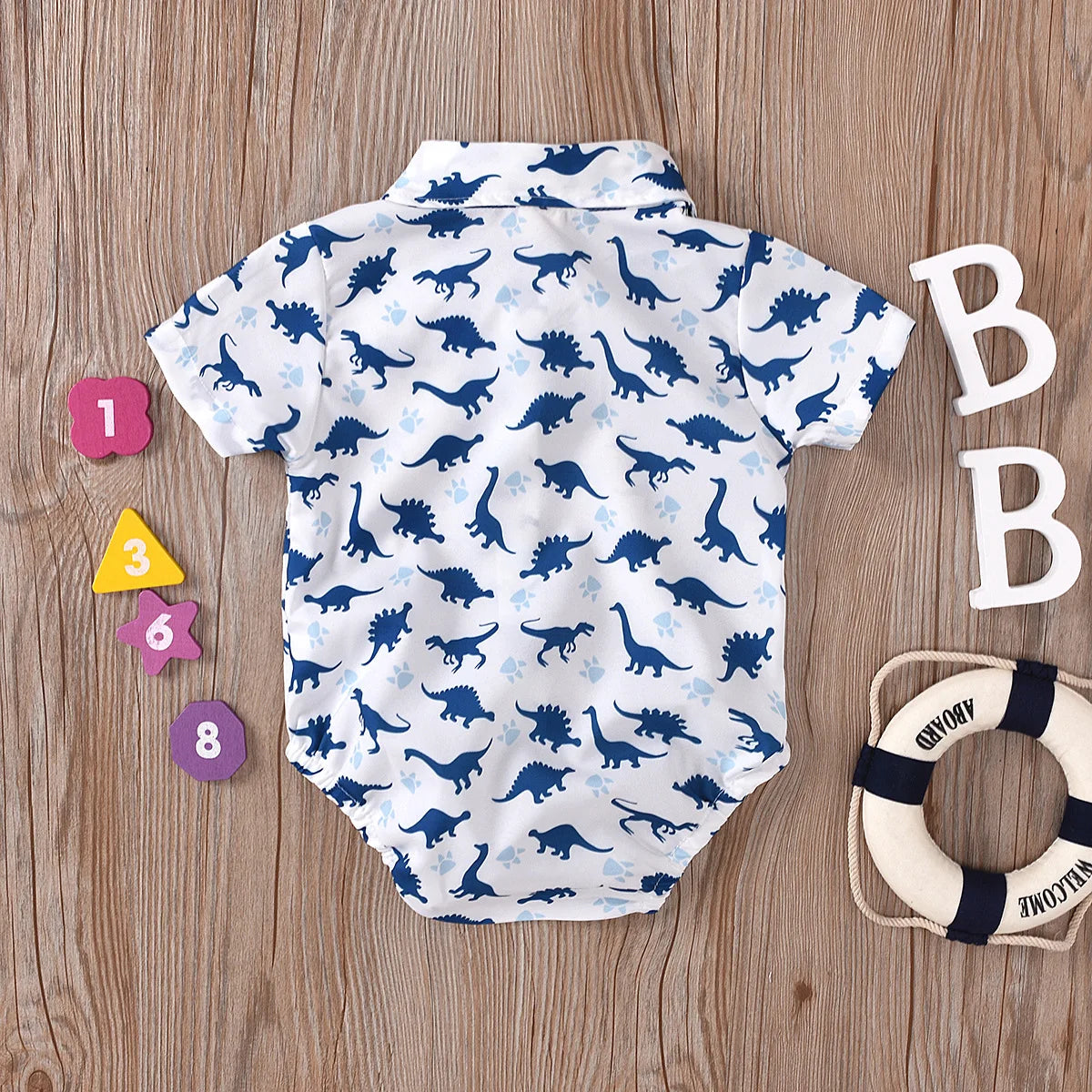 Baby Boy Clothes With Beret Newborn Baby Clothes 0 3 Months Summer Dinosaur Print Jumpsuit + Suspender Cotton Shorts Kid Outfit