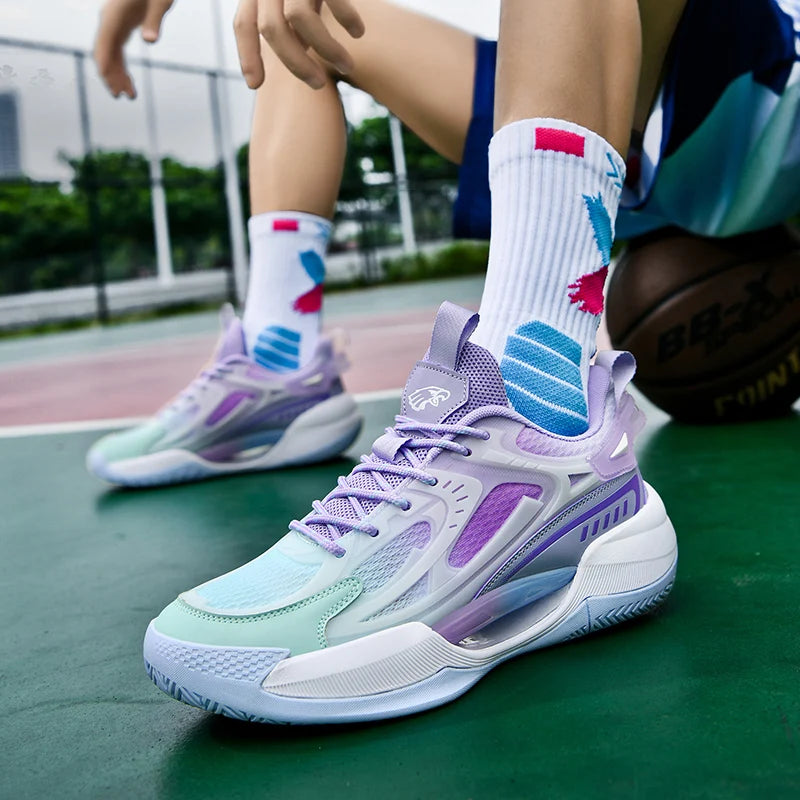 QNX-G777 Professional Mens Basketball Sneakers Wearable Gym Training Sports Trainers for Women Non-slip Cushion Basketball Shoes