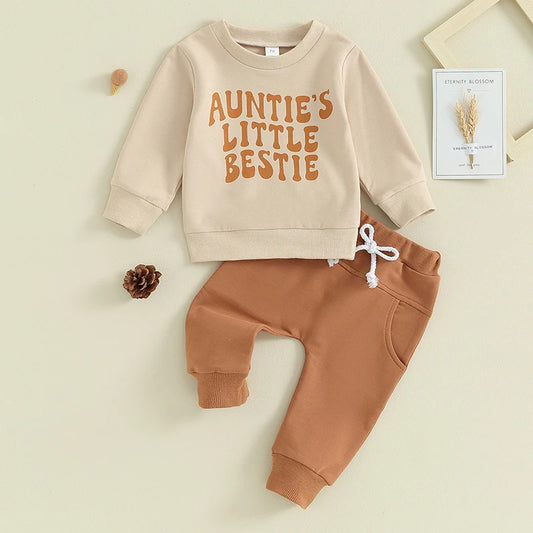 Lioraitiin 0-3YToddler Baby Boy Clothes Set Letter Print Long Sleeve Pullover Top Sweatshirt Pant Fall Winter Outfits