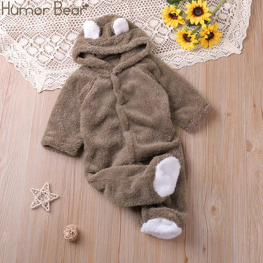 Humor Bear Autumn Cartoon Style Winter Long Sleeve Baby Boys Girls Rompers Toddler Kids Playsuit Jumpsuits Baby Clothes