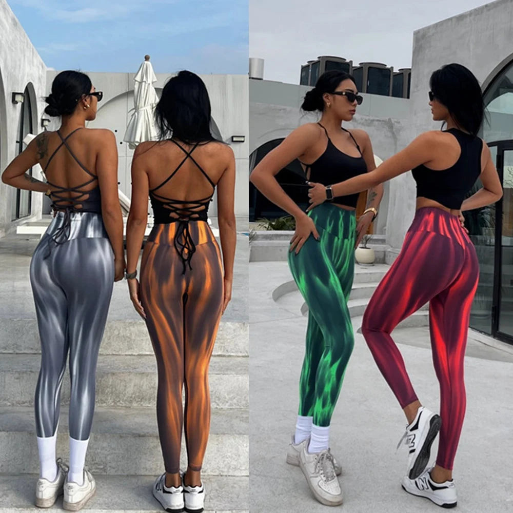 Seamless Push Up Scrunch Sport Leggings For Women Tummy Control Butt Lift Yoga Fitness Tights Gym Workout Pants Aurora Gradient