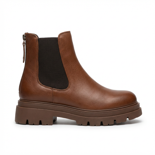 Muffin Platform Thick-Sole Genuine Leather Chelsea Boots