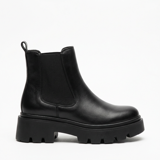 Cap-Toe Chunky Platform Genuine Leather Chelsea Boots
