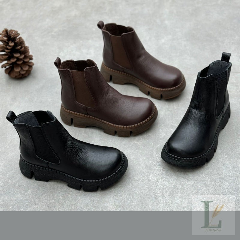 Rear-Zip British Genuine Leather Chelsea Boots