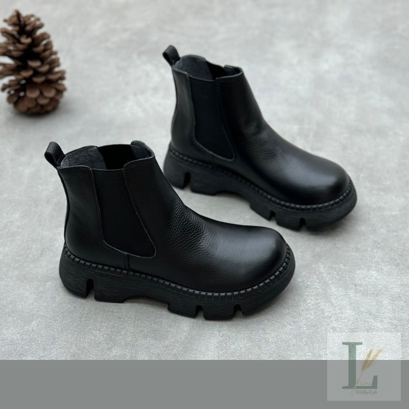 Rear-Zip British Genuine Leather Chelsea Boots