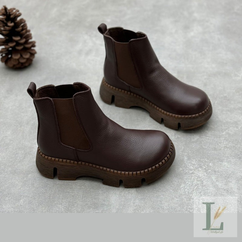 Rear-Zip British Genuine Leather Chelsea Boots