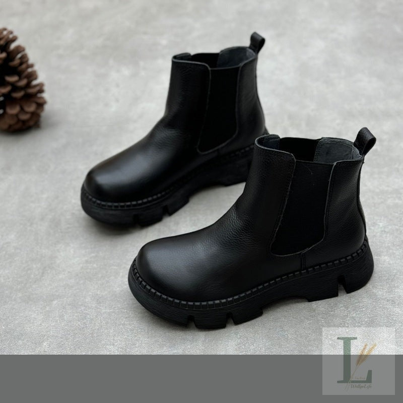 Rear-Zip British Genuine Leather Chelsea Boots