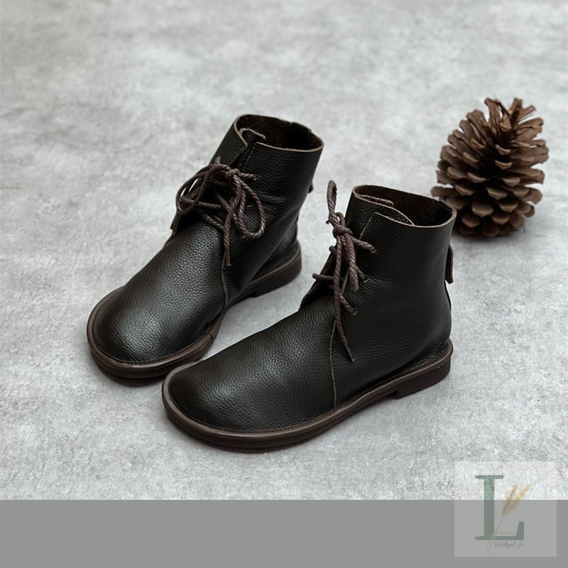 Block-Heel Side-Zip Genuine Leather Chelsea Boots