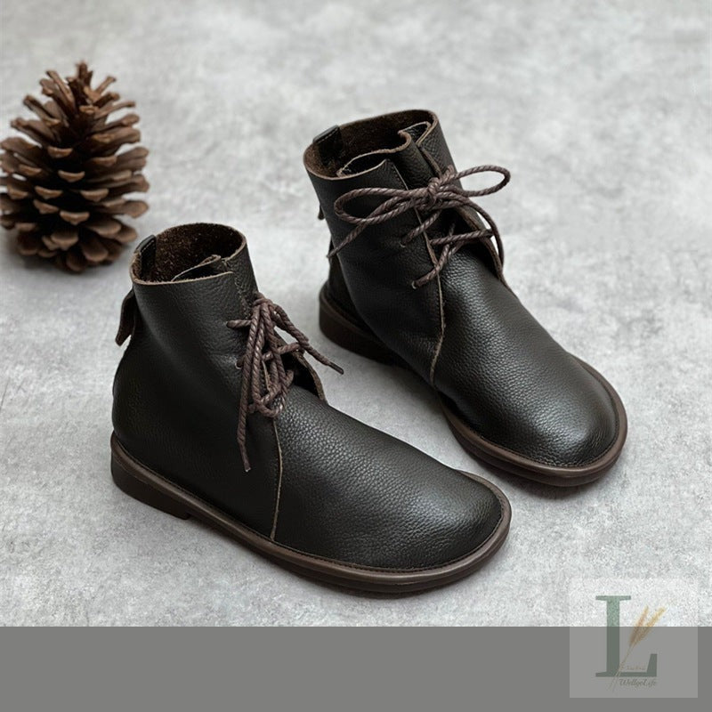 Flat Side-Zip British Genuine Leather Chelsea Boots