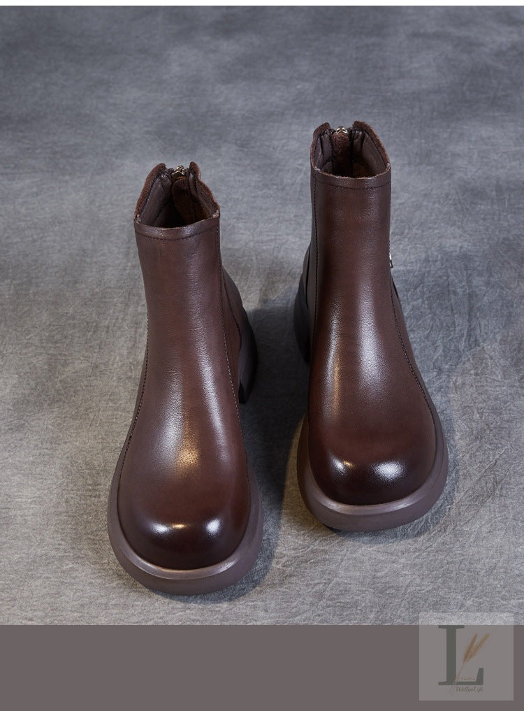 Slim Back-Zip Genuine Leather Chelsea Boots