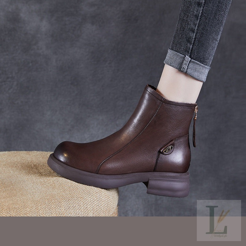Slim Back-Zip Genuine Leather Chelsea Boots