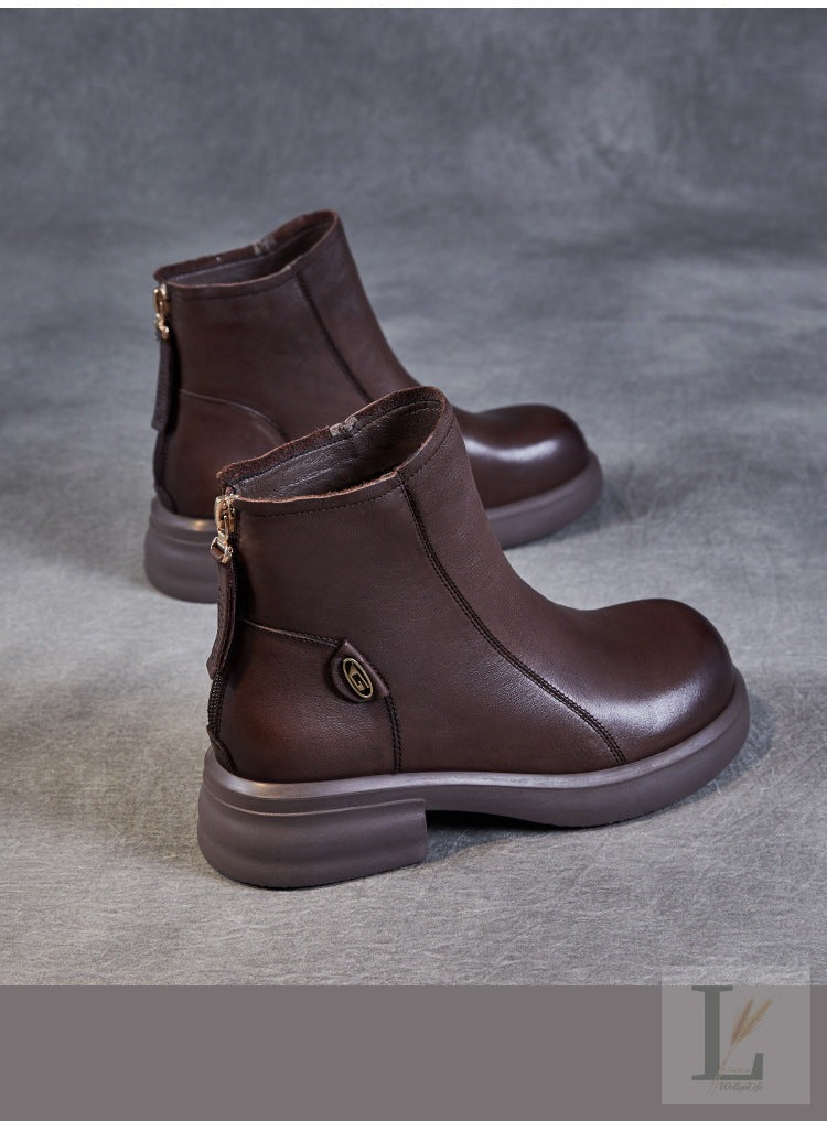 Slim Back-Zip Genuine Leather Chelsea Boots