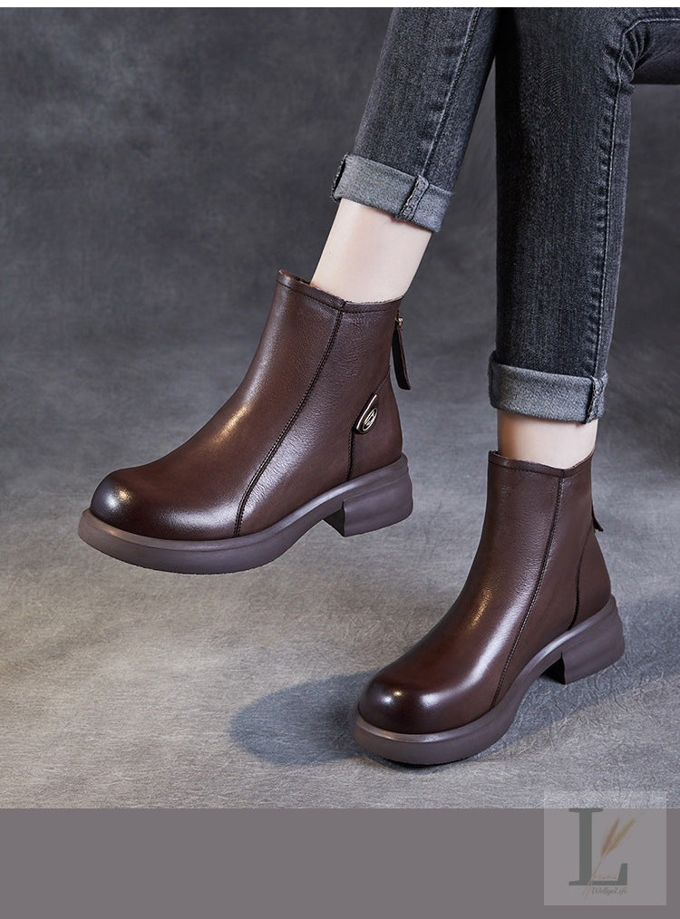 Slim Back-Zip Genuine Leather Chelsea Boots