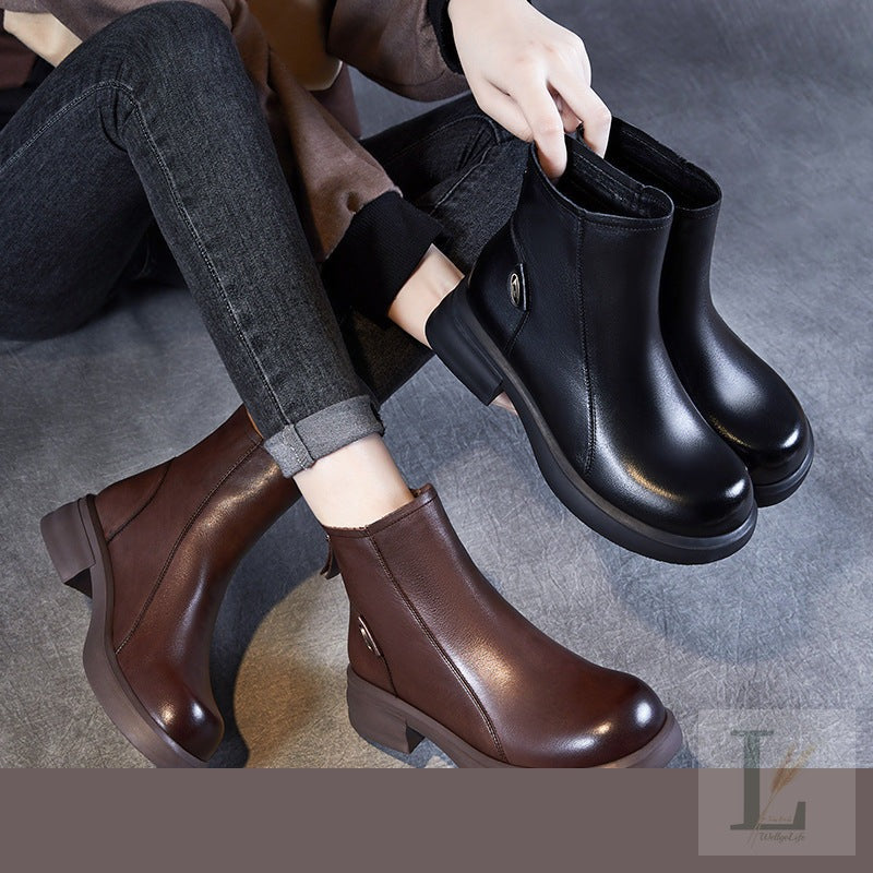 Slim Back-Zip Genuine Leather Chelsea Boots
