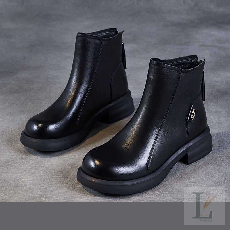Slim Back-Zip Genuine Leather Chelsea Boots