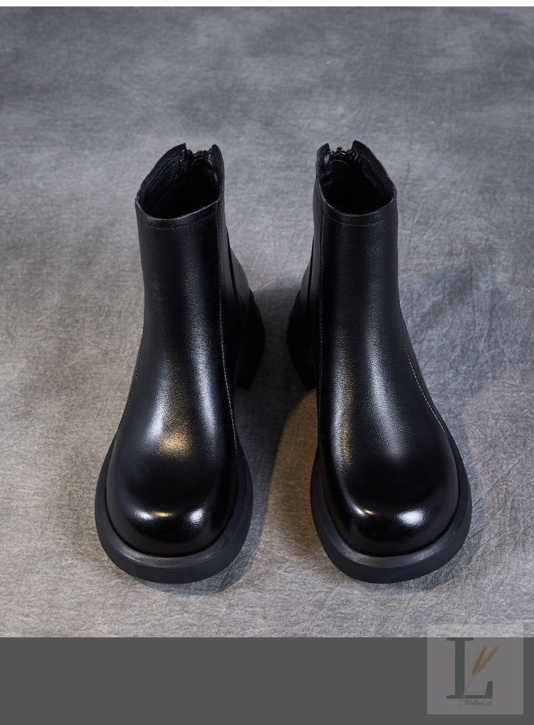 Slim Back-Zip Genuine Leather Chelsea Boots