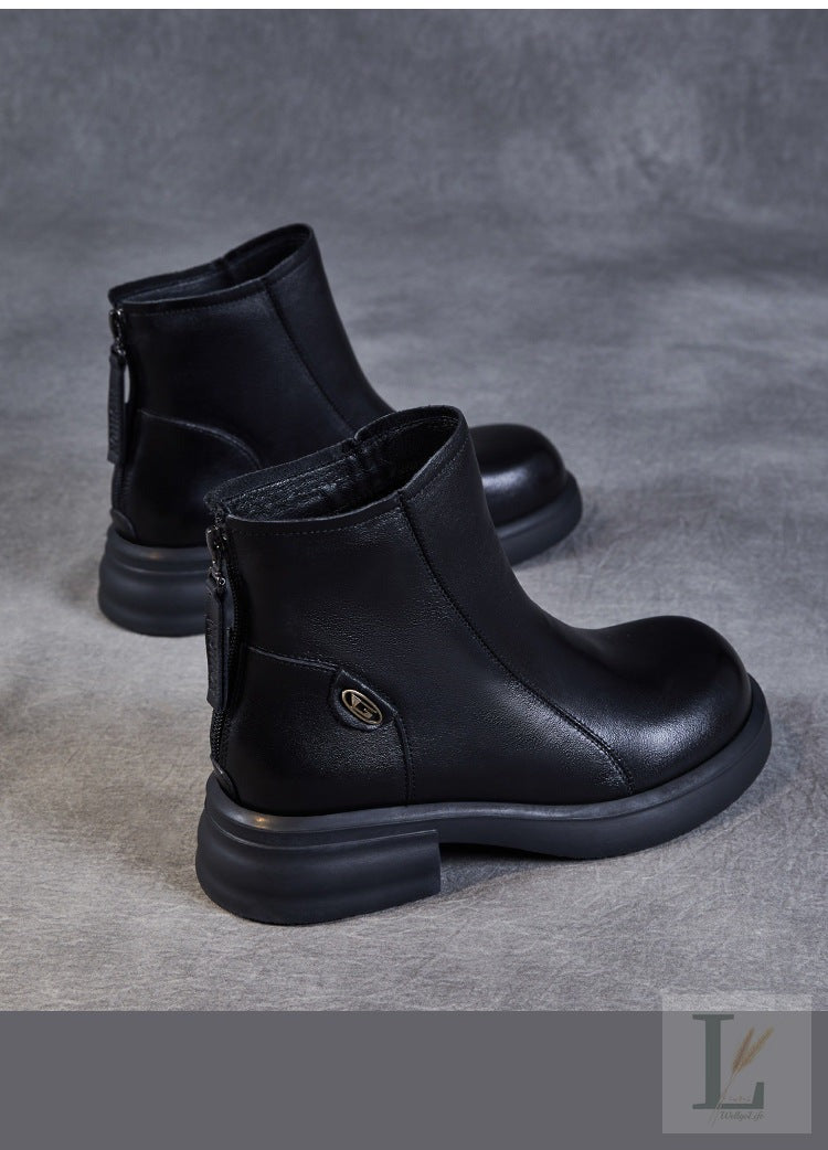 Slim Back-Zip Genuine Leather Chelsea Boots