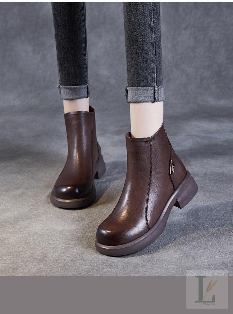 Slim Back-Zip Genuine Leather Chelsea Boots